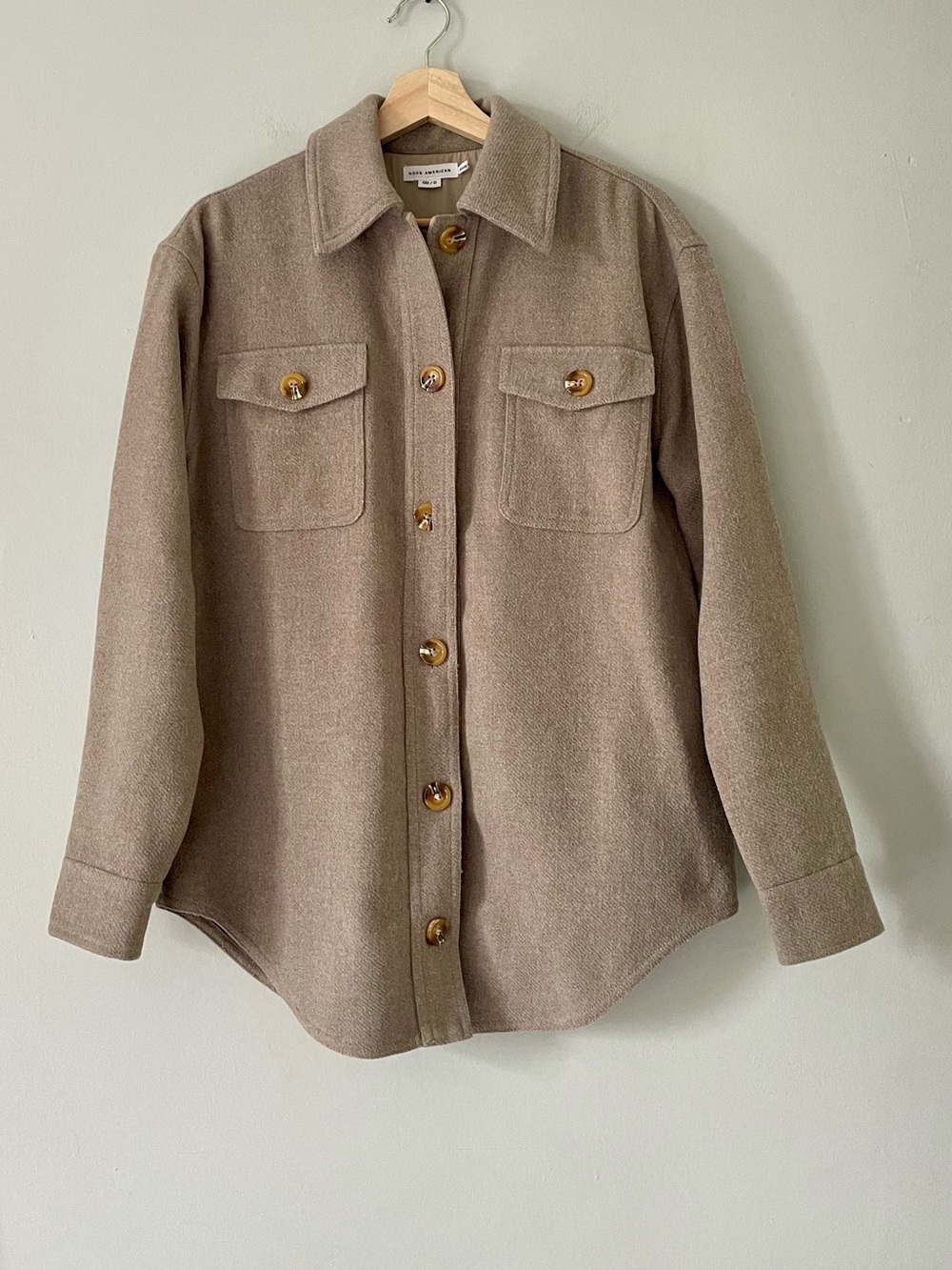 Good American Taupe Shirt Jacket